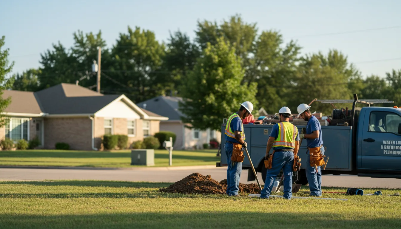 Residential water line and bathroom plumbing service in Verden, OK